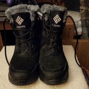 Columbia Black Winter Rain Boots with Faux Fur Trim